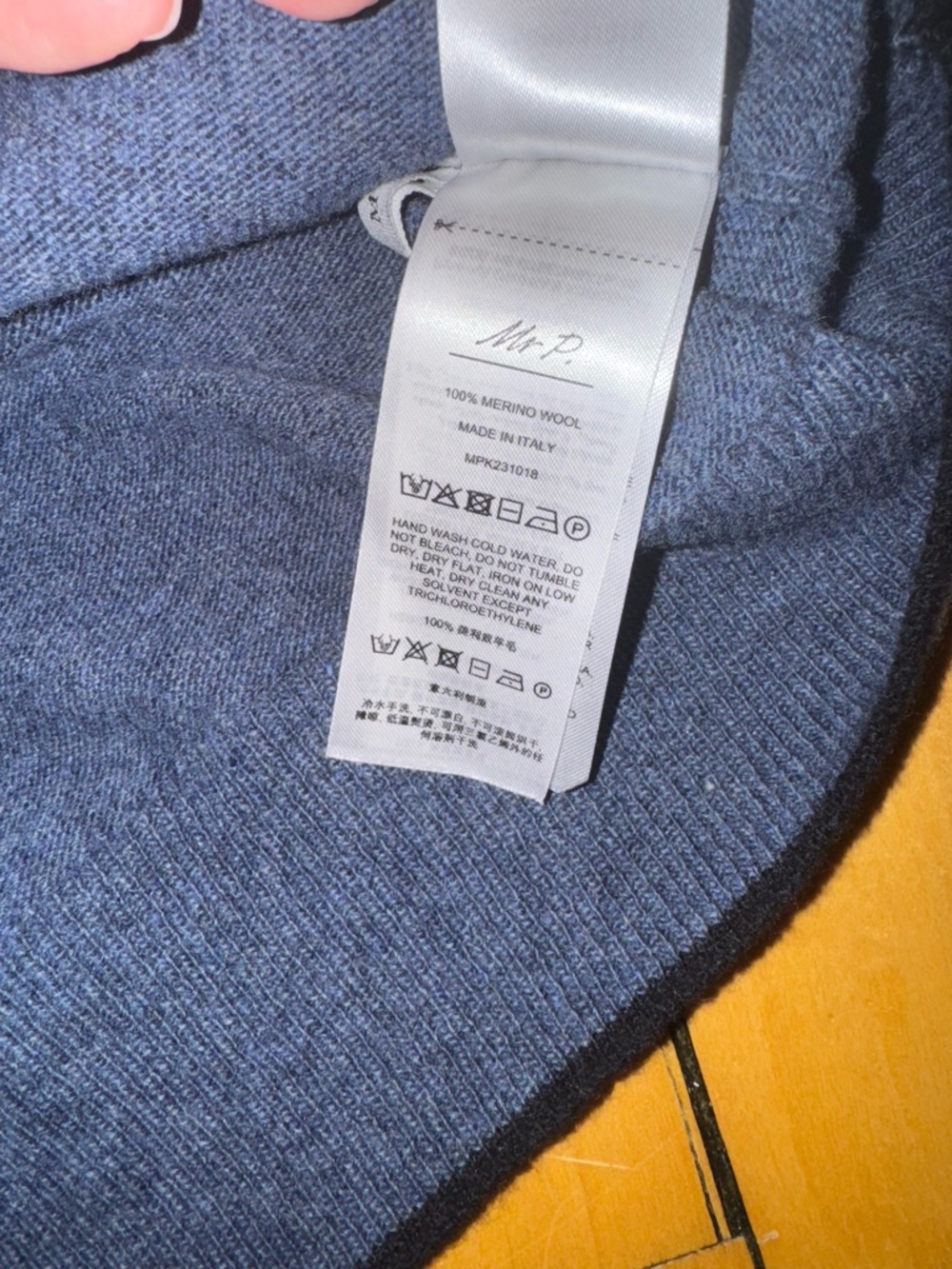 MR P. PORTER Colour-block merino wool polo sweater size medium men’s - Picture 6 of 7